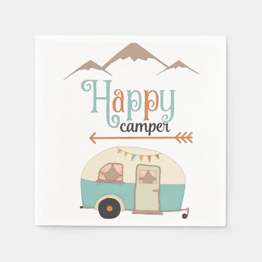 HAPPY CAMPER Cute Retro RV Servet (Voorkant)