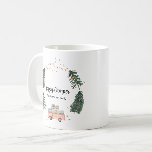 Happy Camper Cute Whimsical Name Script Koffiemok (Voorkant links)