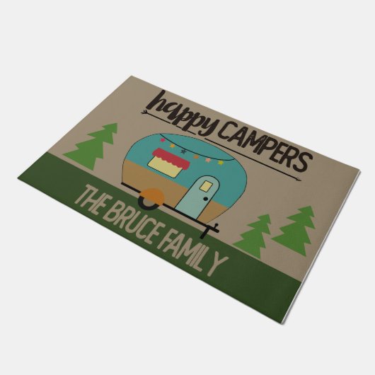 Happy Camper Doormat Gepersonaliseerd Camping Deurmat (Schuin)