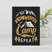 Happy Camper Eat Sleep Camp Herhalen Bedankkaart (Staand voorkant)