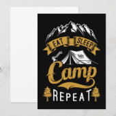 Happy Camper Eat Sleep Camp Herhalen Bedankkaart (Voorkant / Achterkant)
