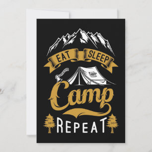 Happy Camper Eat Sleep Camp Herhalen Bedankkaart