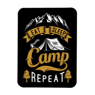 Happy Camper Eat Sleep Camp Herhalen Magneet