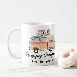 Happy Camper Family Name Cute RV Camping Retro Cof Koffiemok
