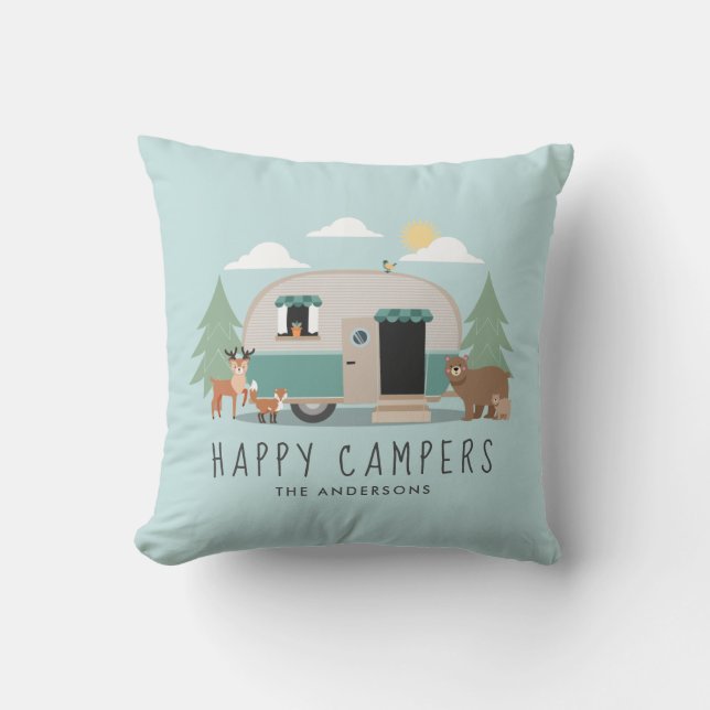 Happy Camper Family Name Sierkussen (Voorkant)