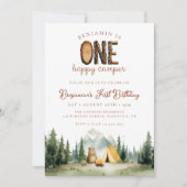 Happy Camper Forest Bear 1st Birthday Kaart (Voorkant)