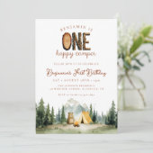 Happy Camper Forest Bear 1st Birthday Kaart (Staand voorkant)