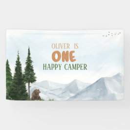 Happy Camper Forest Boy Verjaardagsfeestje Spandoek