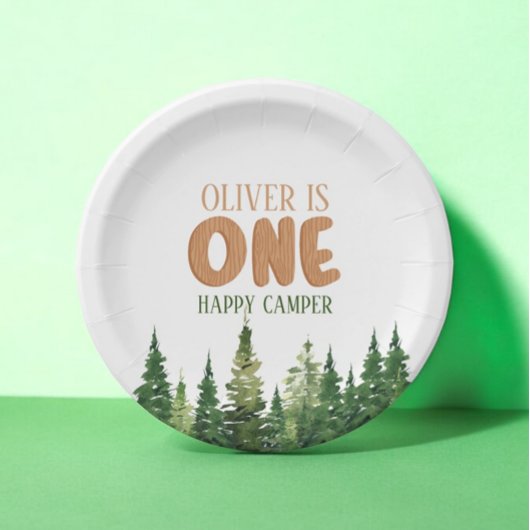 Happy Camper Forest eerste verjaardagspapier Bord