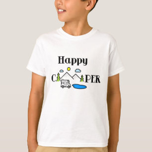 Happy Camper Fun Natuur Green Digital Art   T-shirt