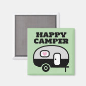 Happy Camper funny magnet for RV trailer home (Voorkant / Achterkant)