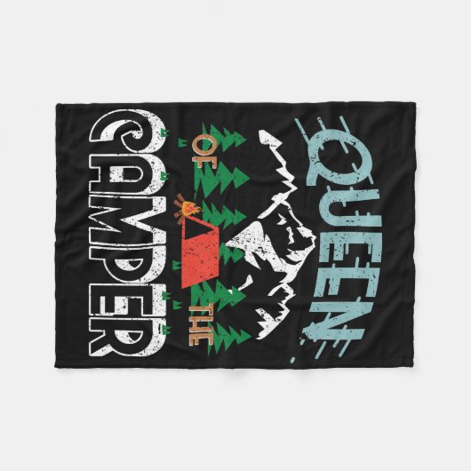 Happy Camper Funny Queen van de Camper Fleece Deken (Voorkant (Horizontaal))