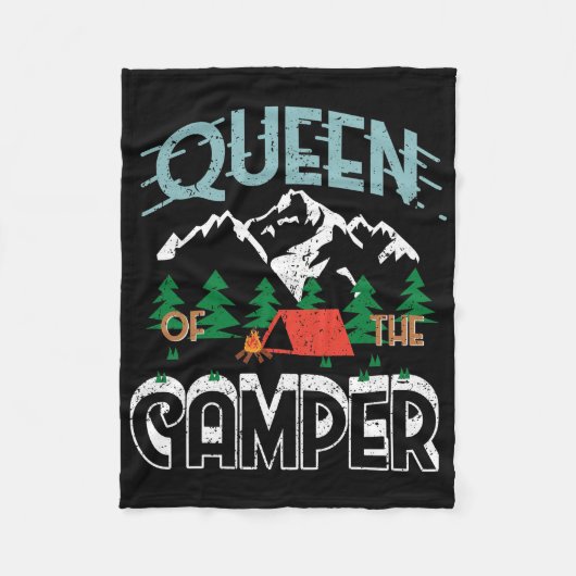 Happy Camper Funny Queen van de Camper Fleece Deken (Voorkant)