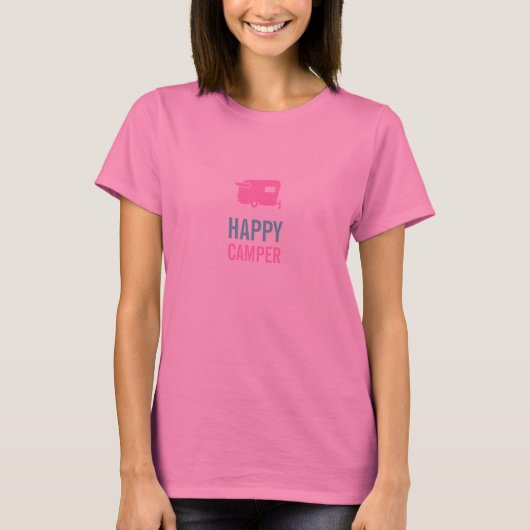 Happy Camper - Funny Shasta Trailer Tshirt (Voorkant)