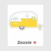 Happy Camper Geel Sticker (Vel)