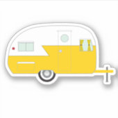 Happy Camper Geel Sticker (Voorkant)