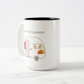 Happy Camper - Geniet van de reis Tweekleurige Koffiemok (Voorkant links)