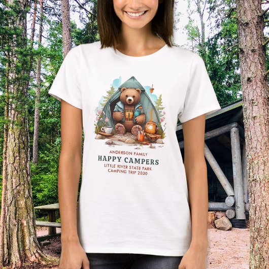 Happy Camper Gepersonaliseerd Familie Leuk Camping T-shirt