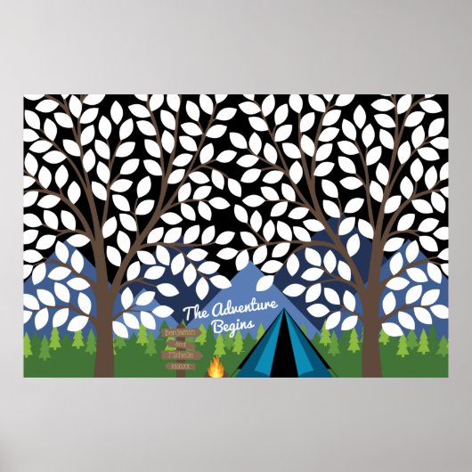 Happy Camper Guest Book Poster - 200 handtekeninge (Voorkant)