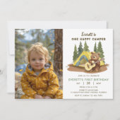 Happy Camper Guitar Beer Verjaardag Foto Uitnodigi Kaart (Voorkant)