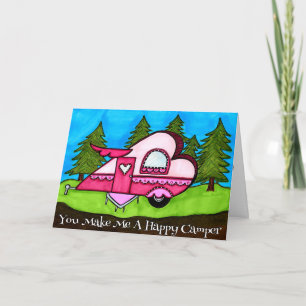 Happy Camper Heart Shaped Camper Valentijn Card Kaart