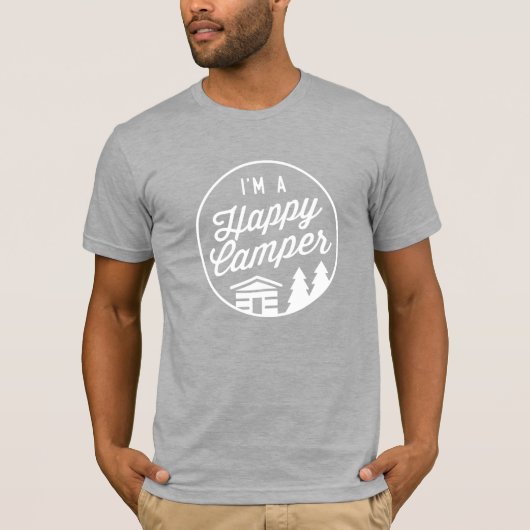 Happy Camper Heather Grey Unisex T-Shirt (Voorkant)