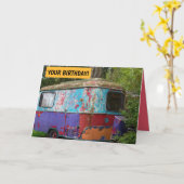 HAPPY CAMPER  HIPPIE CAMPER VERJAARDAG KAART (Gele Bloem)