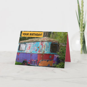 HAPPY CAMPER  HIPPIE CAMPER VERJAARDAG KAART