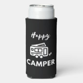 Happy Camper in wit met blauwe achtergrond Seltzer Blikjeskoeler (Seltzer Achterkant)