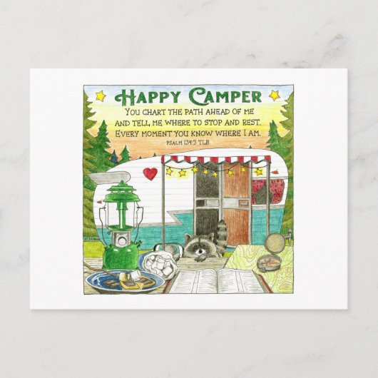 Happy Camper Inspirerend Briefkaart (Voorkant)