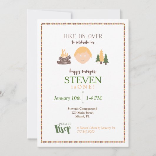 Happy Camper Invitation Kaart (Voorkant)
