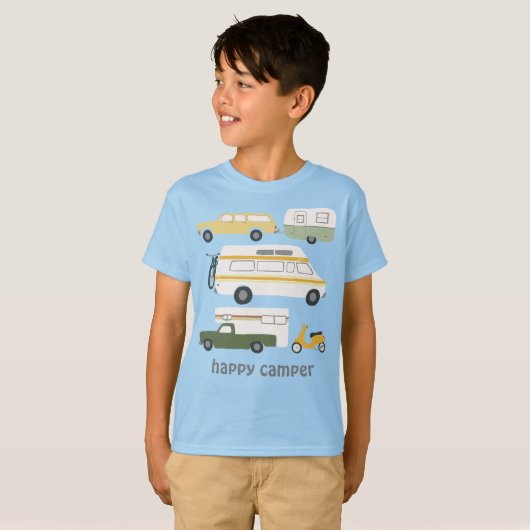 HAPPY CAMPER  kampeerwagen RV CUSTOM T-shirt (Voorkant volledig)