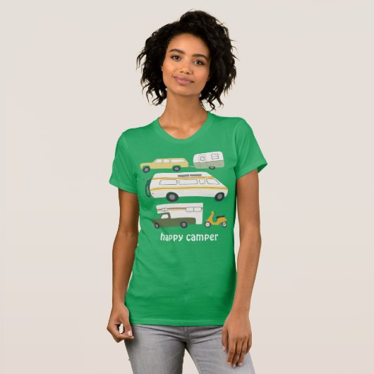 HAPPY CAMPER  kampeerwagen RV CUSTOM T-shirt (Voorkant volledig)
