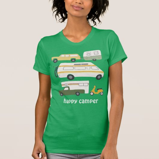 HAPPY CAMPER  kampeerwagen RV CUSTOM T-shirt (Voorkant)