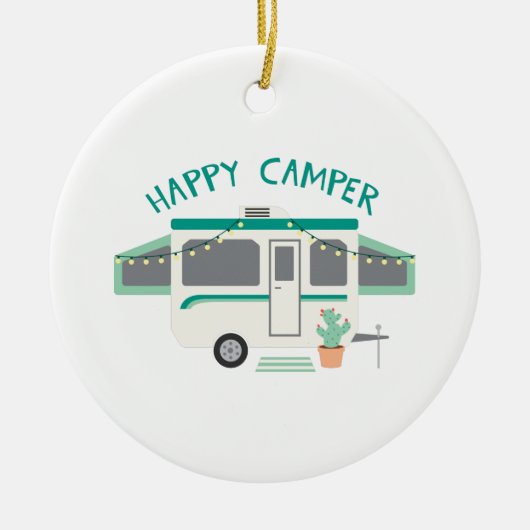 Happy Camper Keramisch Ornament (Voorkant)