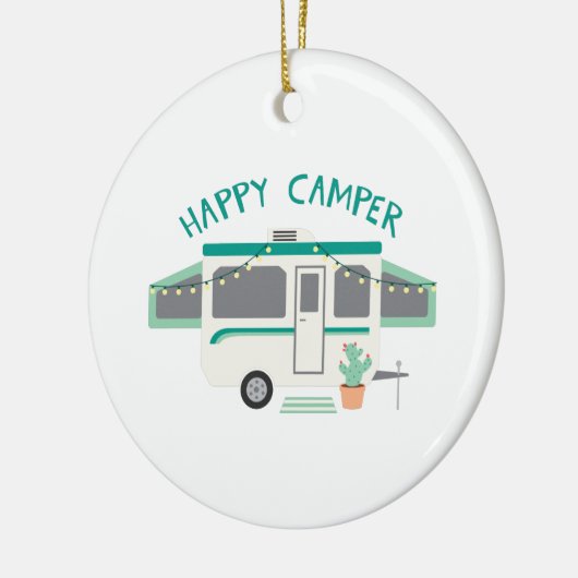 Happy Camper Keramisch Ornament (Links)