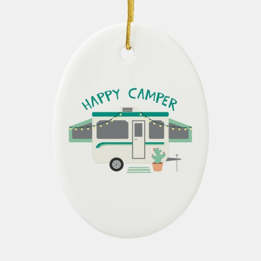 Happy Camper Keramisch Ornament (Voorkant)