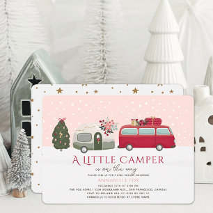 Happy Camper Kerstmis Roze Meisje Baby shower Kaart