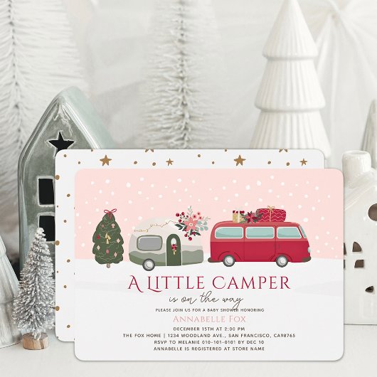 Happy Camper Kerstmis Roze Meisje Baby shower Kaart