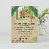 Happy Camper Kids Birthday Party Kaart (Staand voorkant)