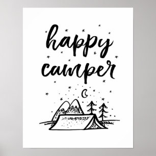 Happy Camper kinder print zwart-wit decor