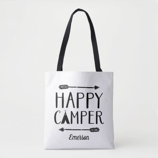 Happy Camper Kinderen Monogrammed Tote Bag (Voorkant)