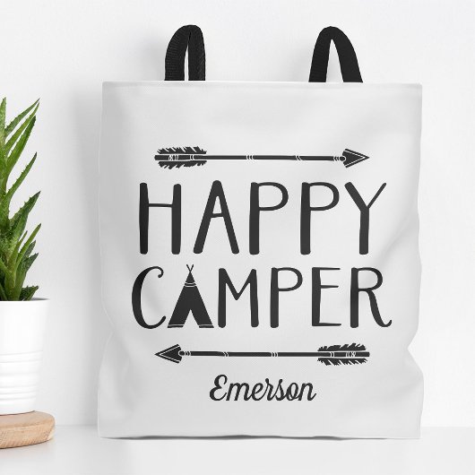 Happy Camper Kinderen Monogrammed Tote Bag