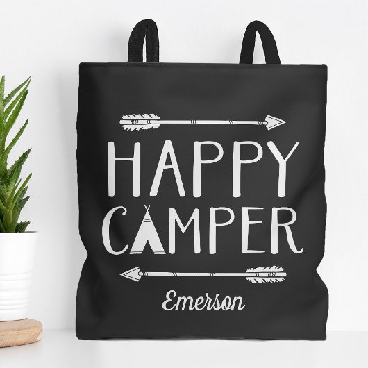 Happy Camper Kinderen Monogrammed Tote Bag