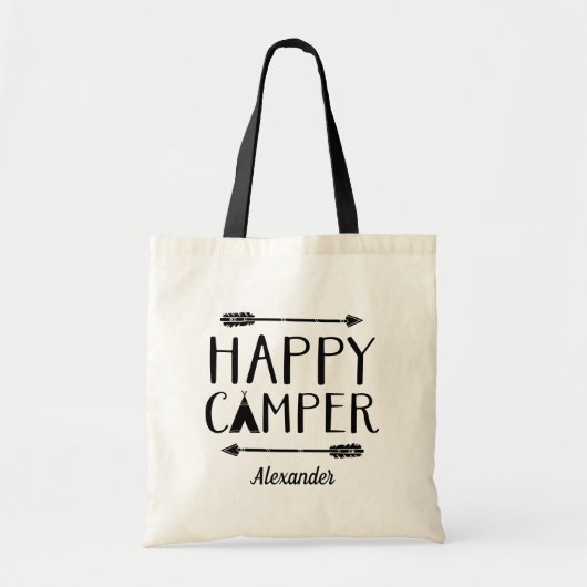 Happy Camper Kinderen Monogrammed Tote Bag (Voorkant)