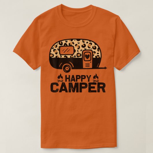 Happy Camper Leopard Funny Matching Camping Crew T-shirt (Design voorkant)