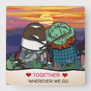 Happy Camper Life Quote Cute Setting Sun Sjabloon Vierkante Klok