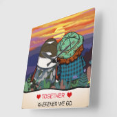 Happy Camper Life Quote Cute Setting Sun Sjabloon Vierkante Klok (Hoek)