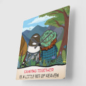 Happy Camper Life Quote Mountain Vista-Sjabloon Vierkante Klok (Hoek)