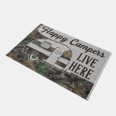 Happy Camper Lives Here Doormat, Personalized Deurmat (Schuin)